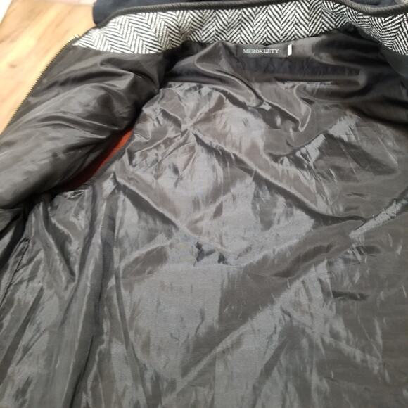 Merokeety Women's  Black And White Herringbone Vest Lined Zip Front Size Small - Picture 5 of 8